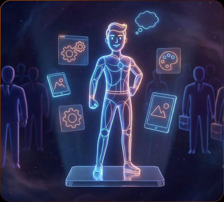AI Human Figure with Sound Waves