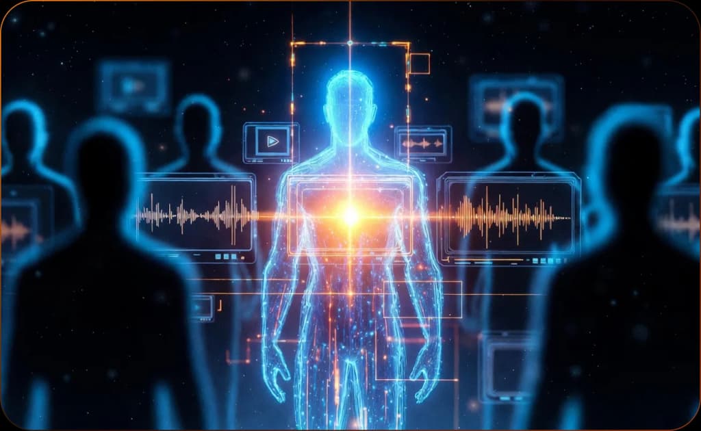 AI Human Figure with Sound Waves