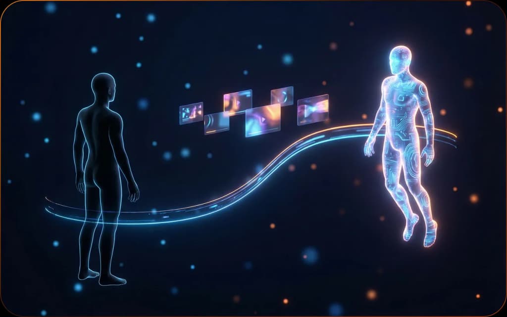 AI Human Figure with Sound Waves
